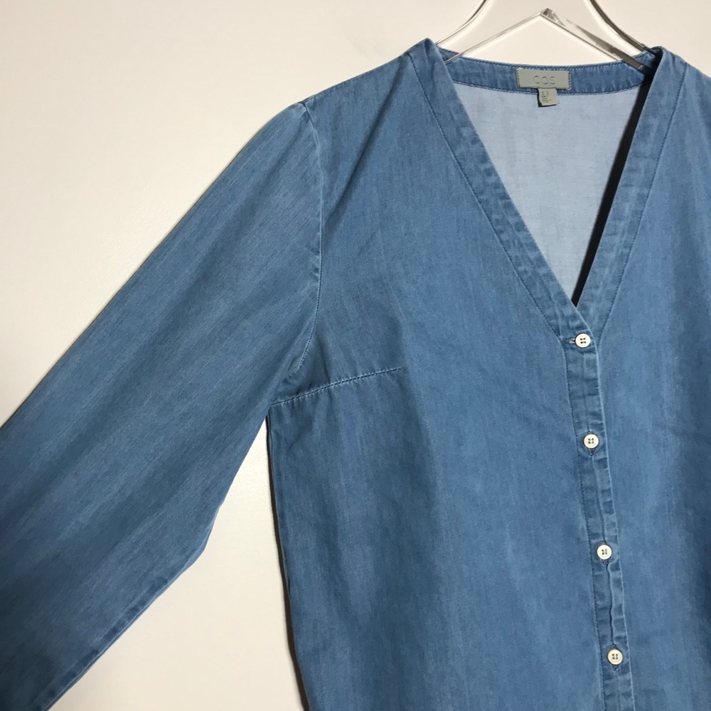 Cos Long Sleeve Button Down Chambray Shirt Dress - image 4